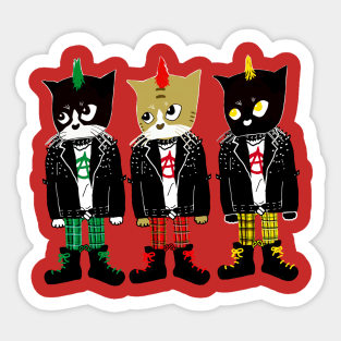 Three punk cats Sticker